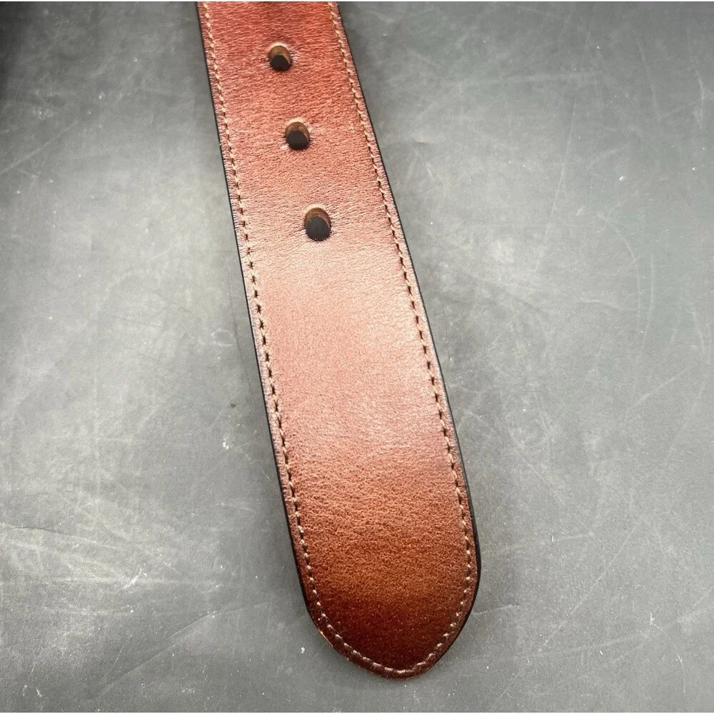 WOLFANT Mens Italian Full Grain Leather Belt Brown XL 55” New in Box